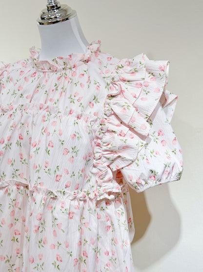 Rose Puff Babydoll Blouse