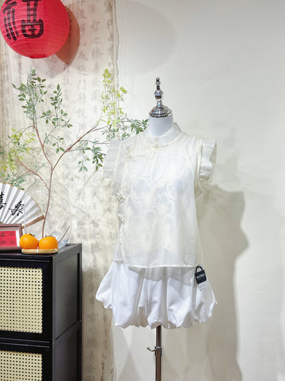 Elegant Chiffon Lace Knot Collar Top