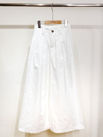 Versatile White Cropped Wide-Leg Pants