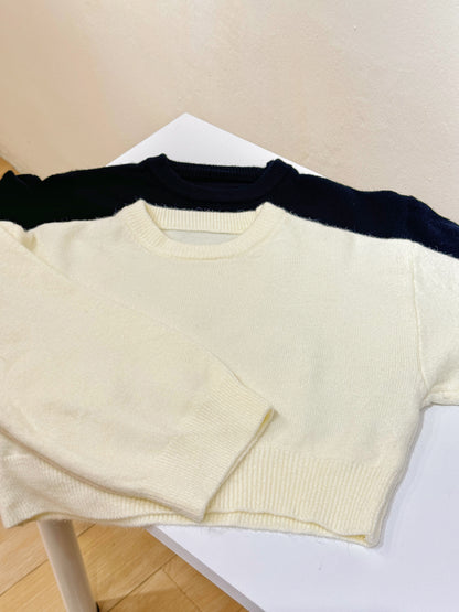 Long Sleeve Cropped Crew Neck Sweater