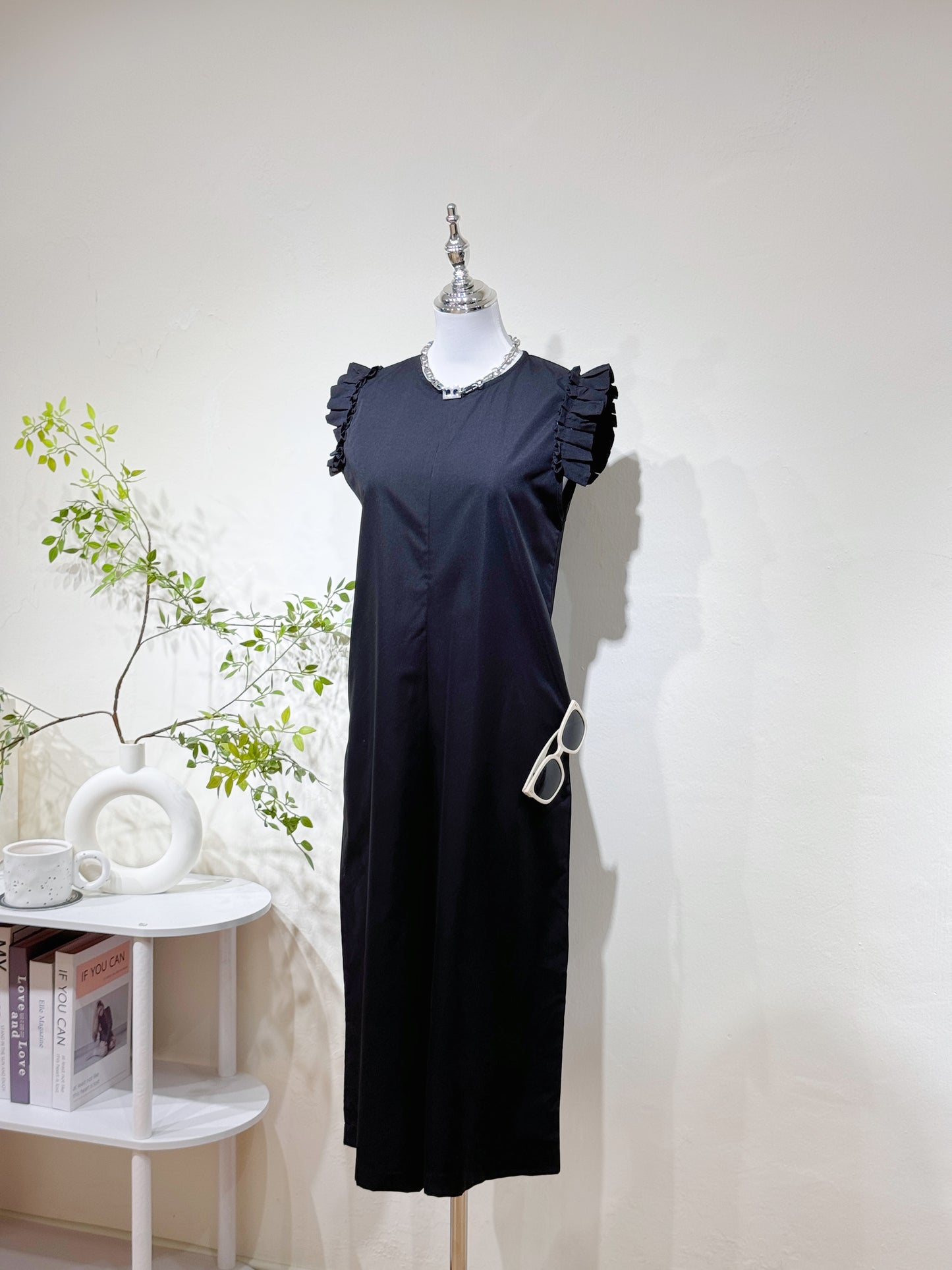 Black Flutter Sleeve Jumpsuit