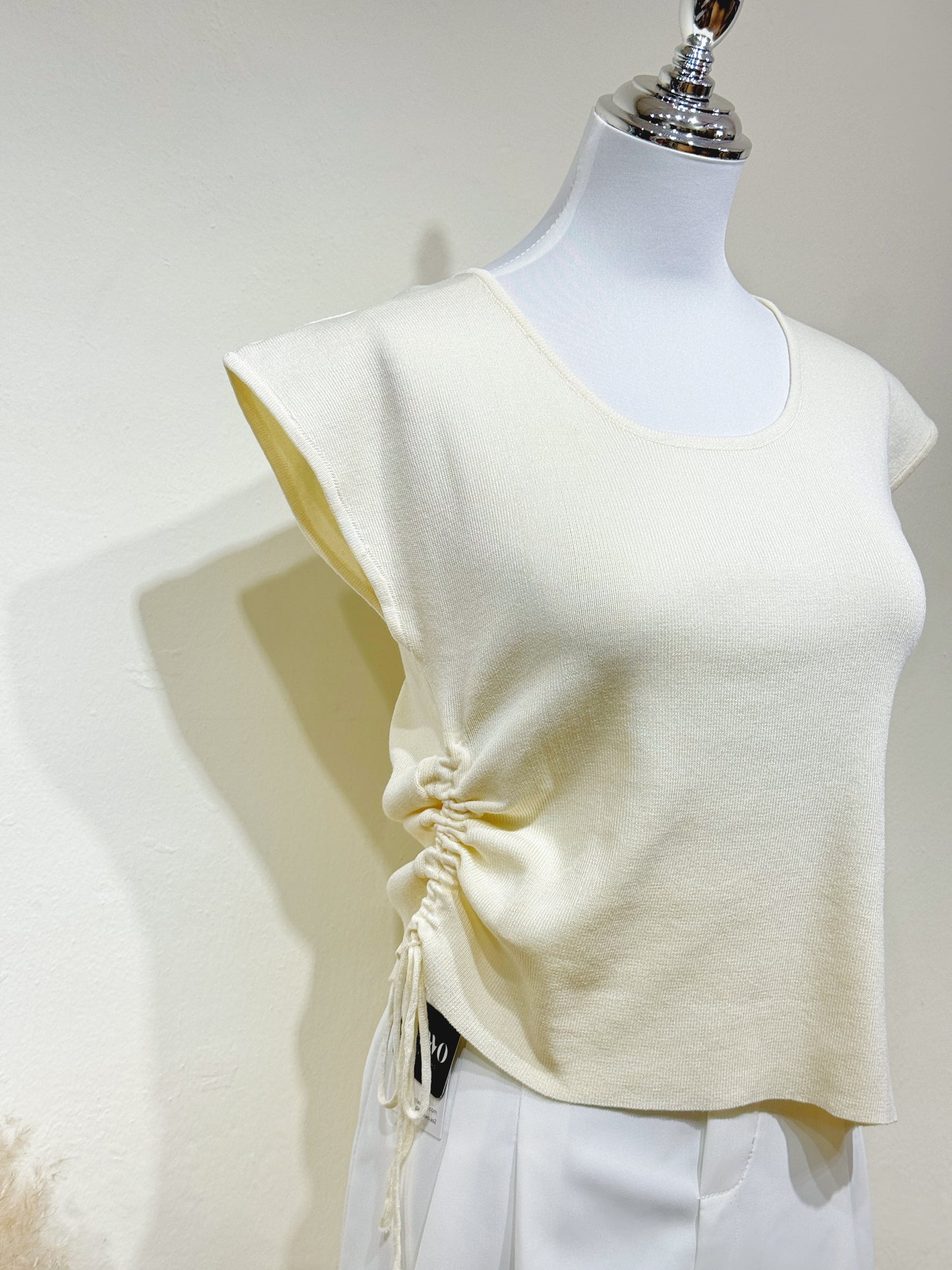 U-Neck Cap-Sleeve Knit Top