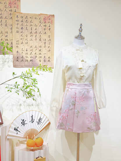 Embroidered Chiffon Cheongsam Top