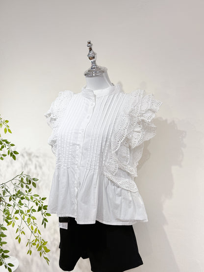 Lace Ruffle Sleeve Blouse