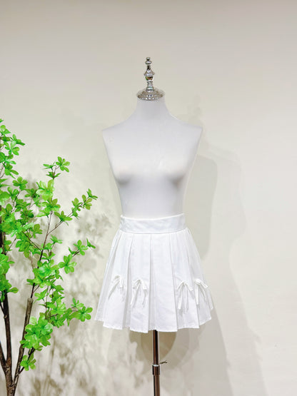 Bow Detail Top & Pleated Skirt Set