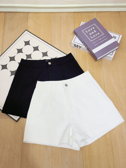 Silver Button High-Waist Shorts