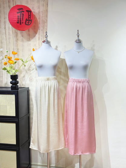Soft Shine Acetate Midi Skirt