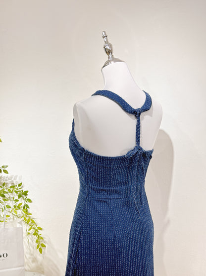 Halter Denim A-Line Mini Dress