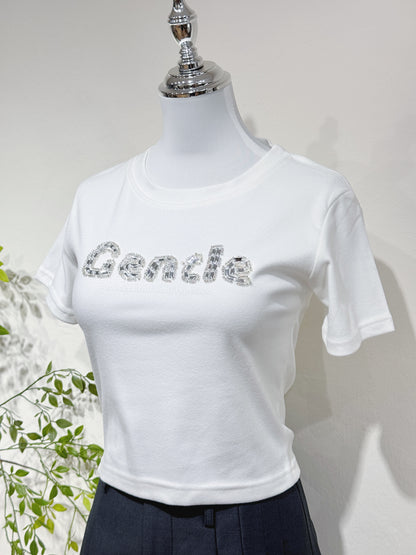 GENTLE Beaded Crop Tee