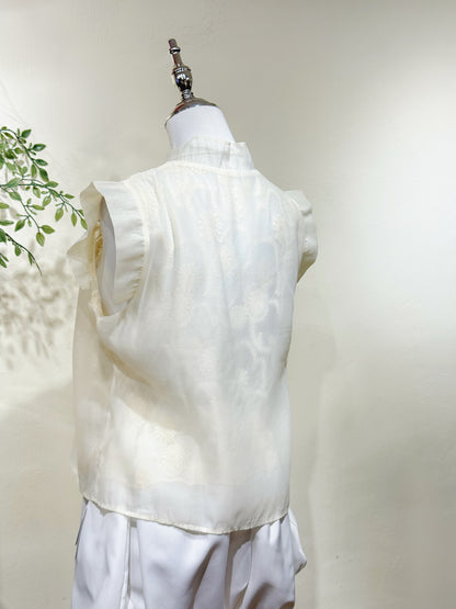 Elegant Chiffon Lace Knot Collar Top