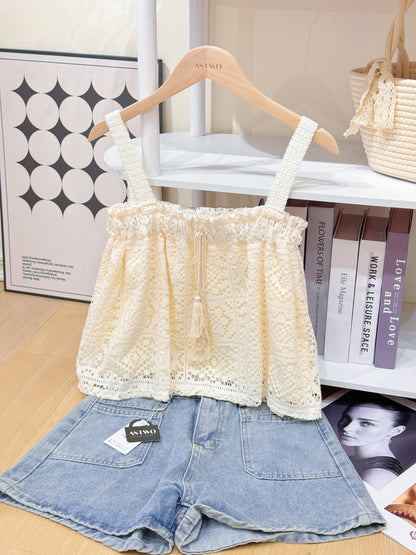 Crochet Lace Babydoll Cami Top