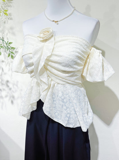 Lace Off-Shoulder Ruffle Blouse