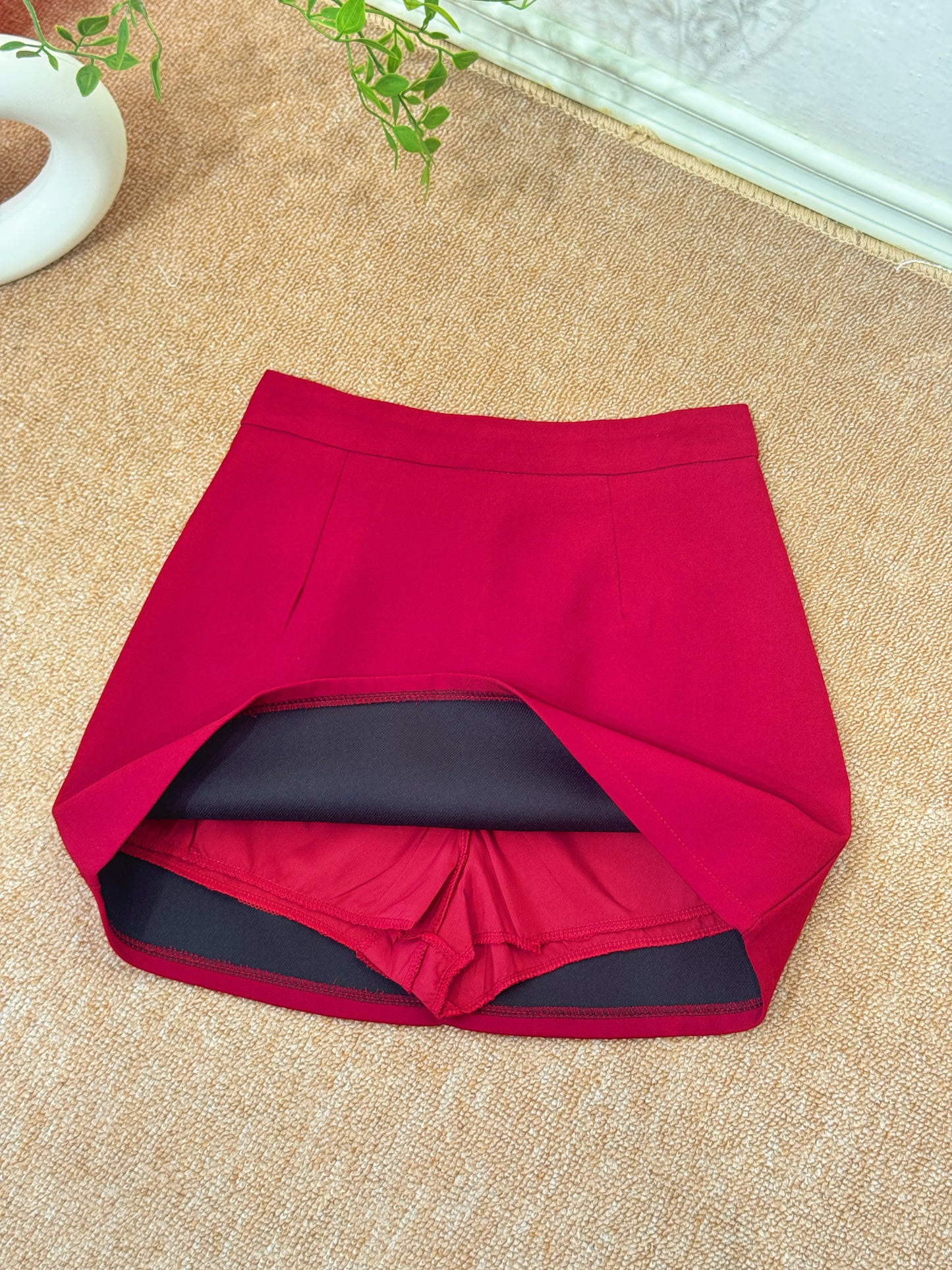 Maroon A-Line Skort