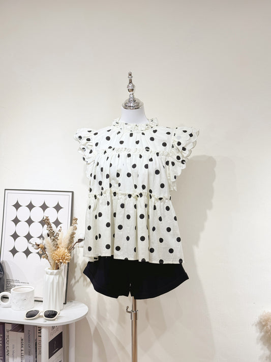 Ruffle Polka Dot Babydoll Top