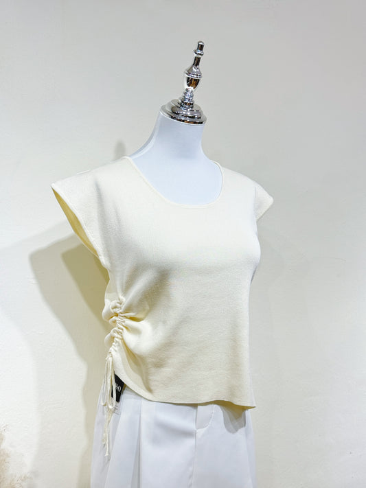 U-Neck Cap-Sleeve Knit Top