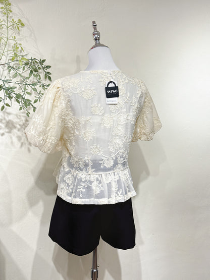 Floral Chiffon Lace Knot Top