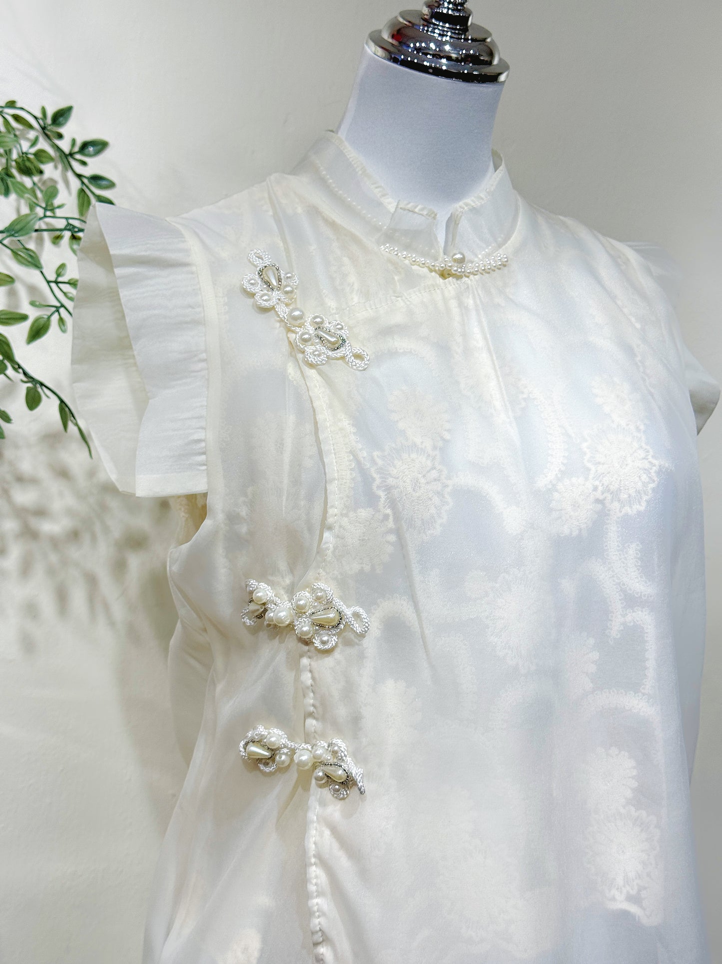 Elegant Chiffon Lace Knot Collar Top