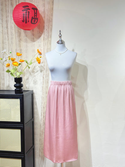 Soft Shine Acetate Midi Skirt