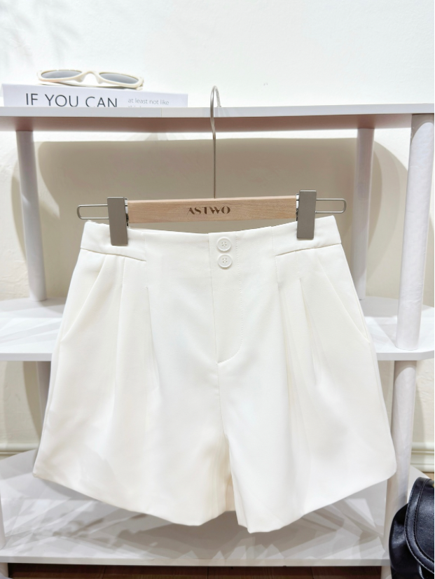 Buttoned High-Waist Shorts