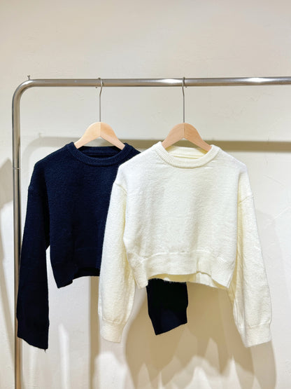 Long Sleeve Cropped Crew Neck Sweater