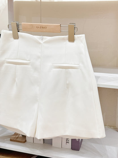 High-Waist A-Line White Blazer Pants