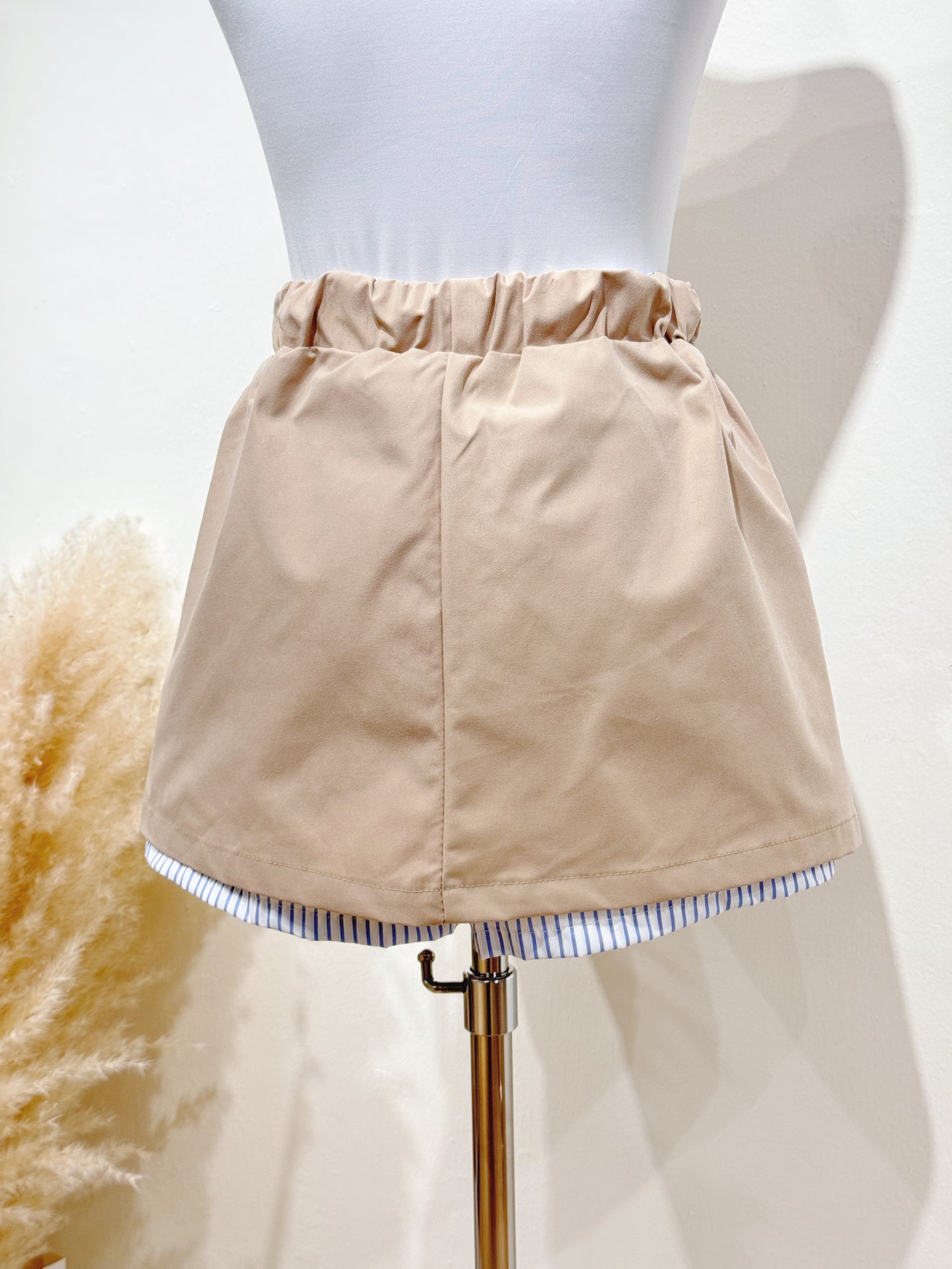 Layered Khaki Skort Set