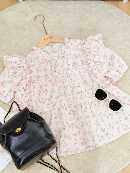 Rose Puff Babydoll Blouse