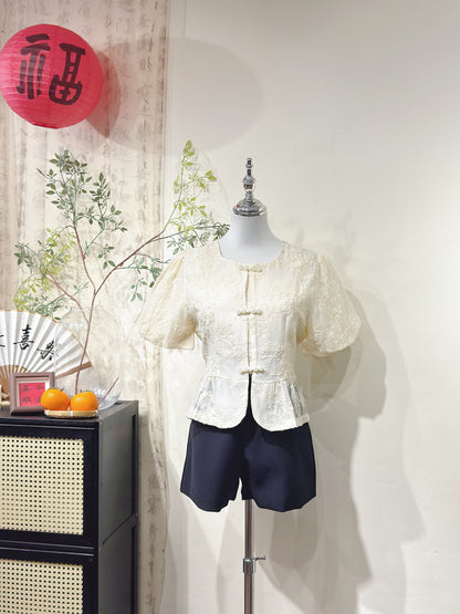 Floral Chiffon Lace Knot Top