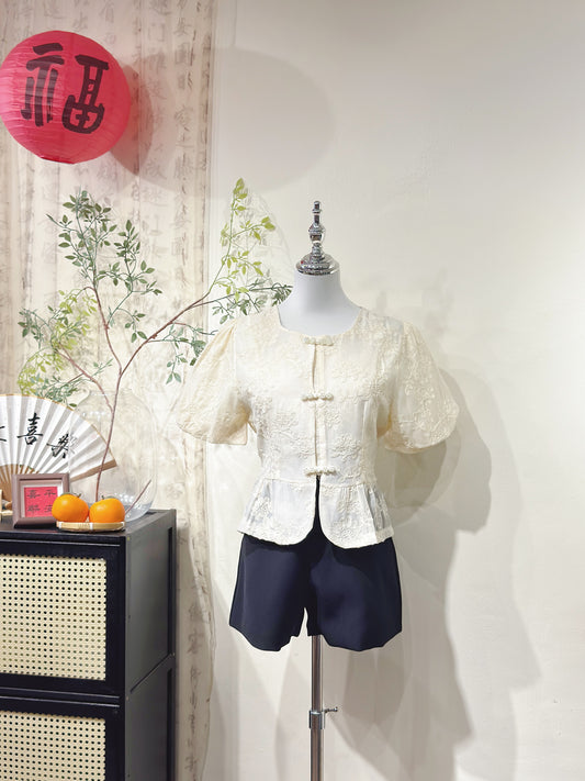 Floral Chiffon Lace Knot Top