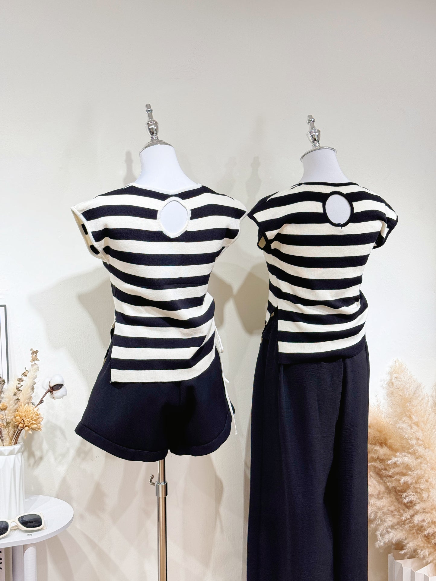 Striped Drawstring Knit Top