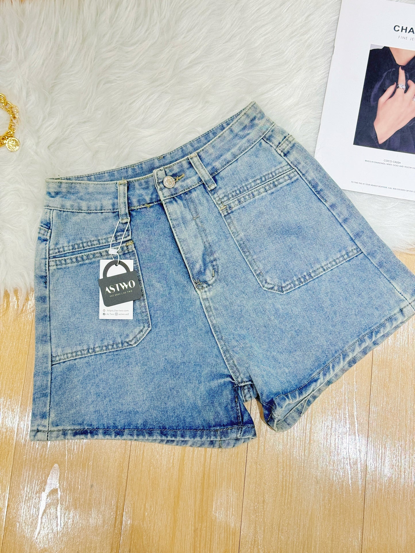 High Waist A-Line Fit Jeans Shorts