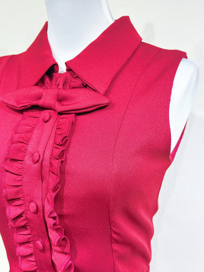Sleeveless Collar Lantern A-Line Dress