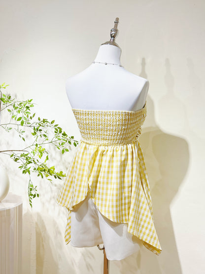 Yellow Checkered Tube Top