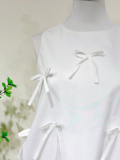 Bow Detail Top & Pleated Skirt Set