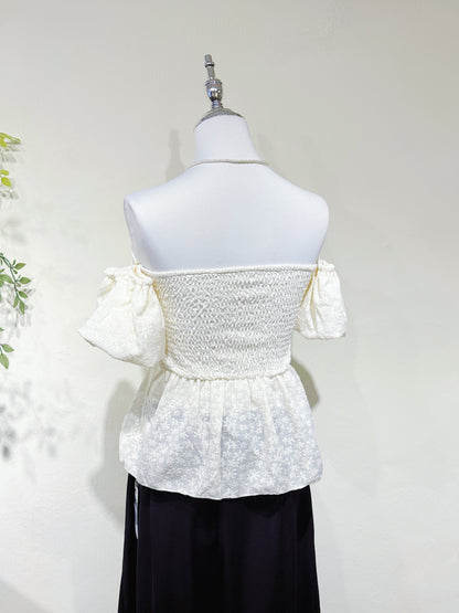 Lace Off-Shoulder Ruffle Blouse