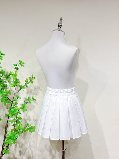 Bow Detail Top & Pleated Skirt Set