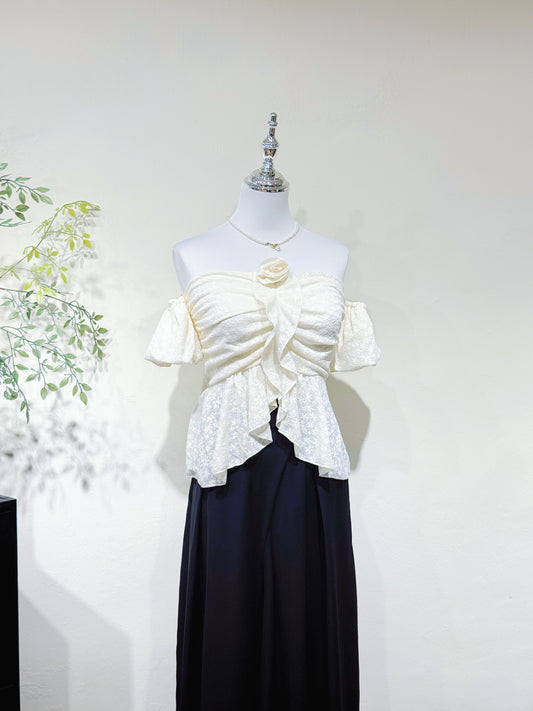 Lace Off-Shoulder Ruffle Blouse