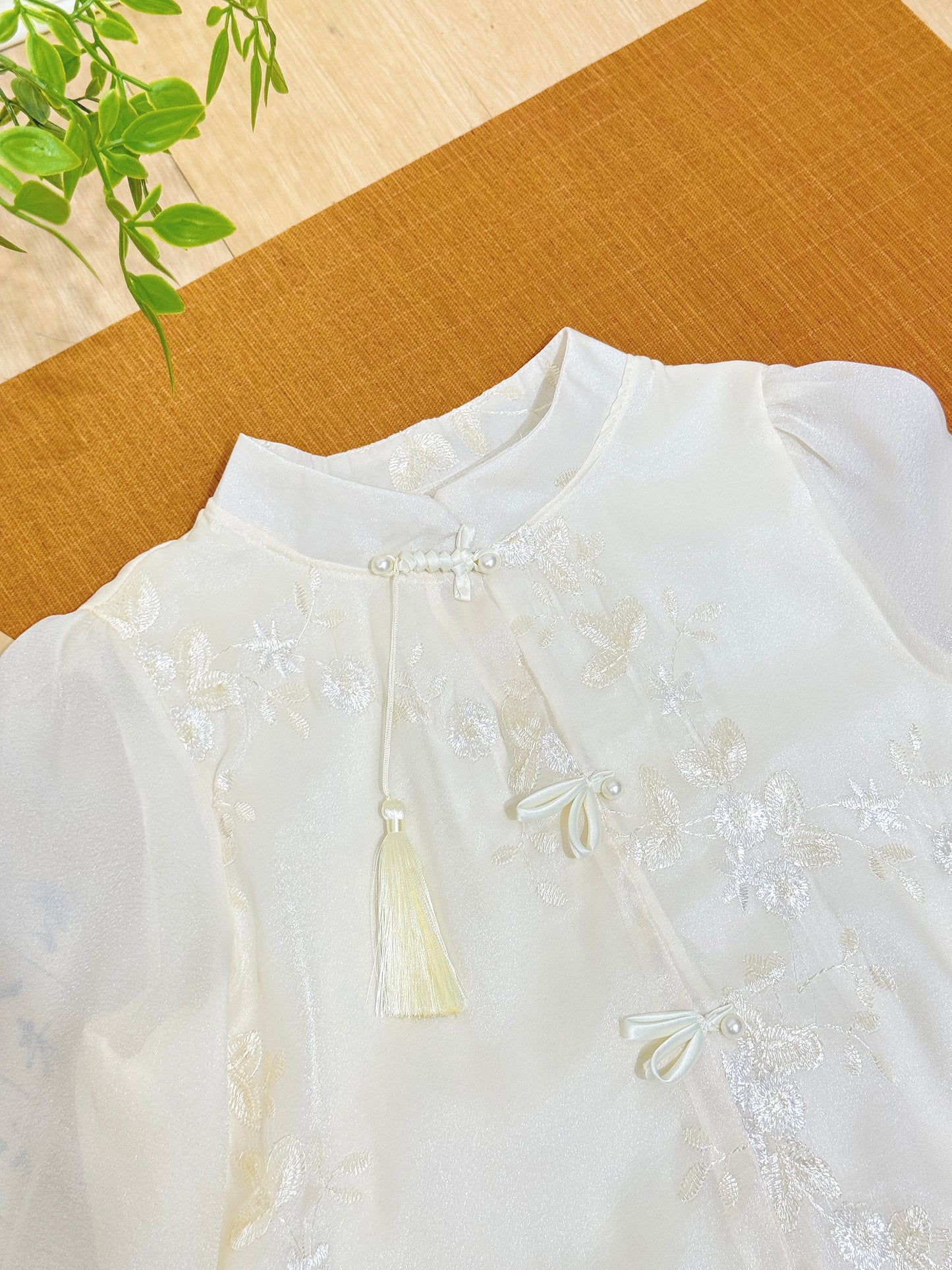 Embroidered Chiffon Cheongsam Top