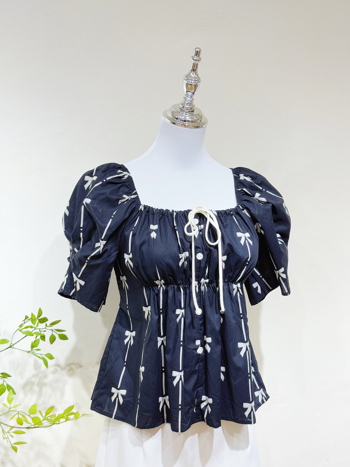 Black Bow Blossom Blouse