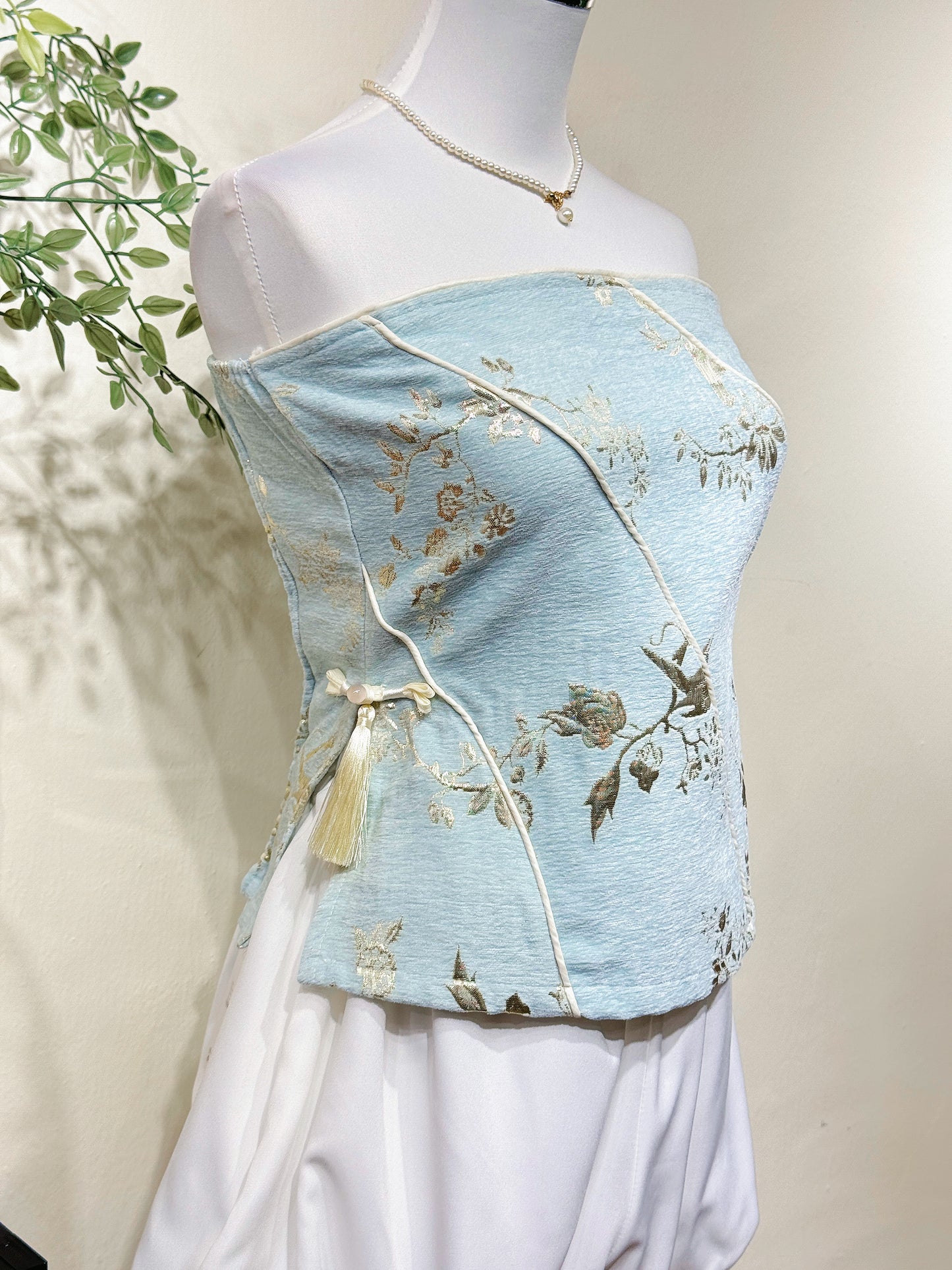 Jacquard Strapless Bustier