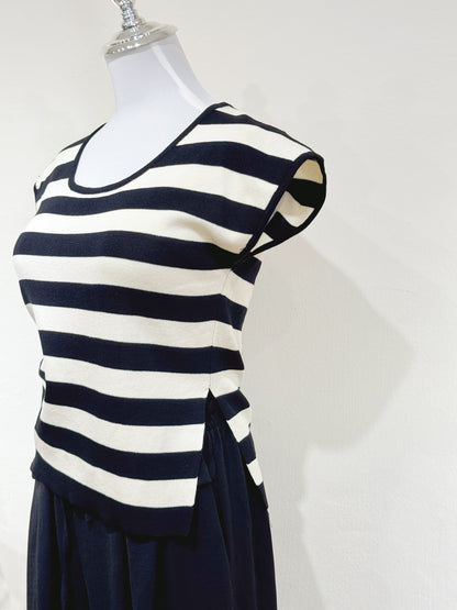 Striped Drawstring Knit Top