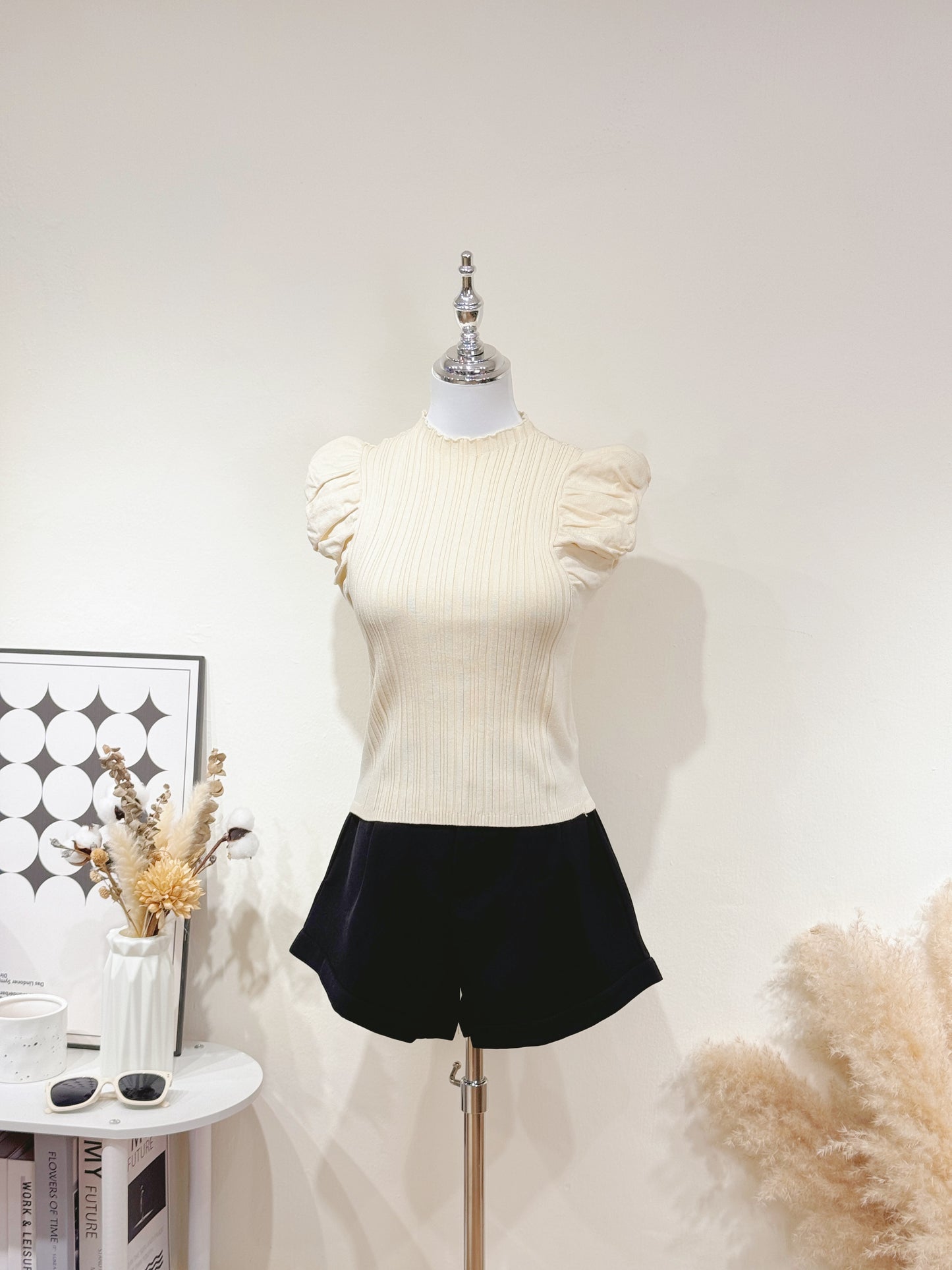 Puff Shoulder Knit Top