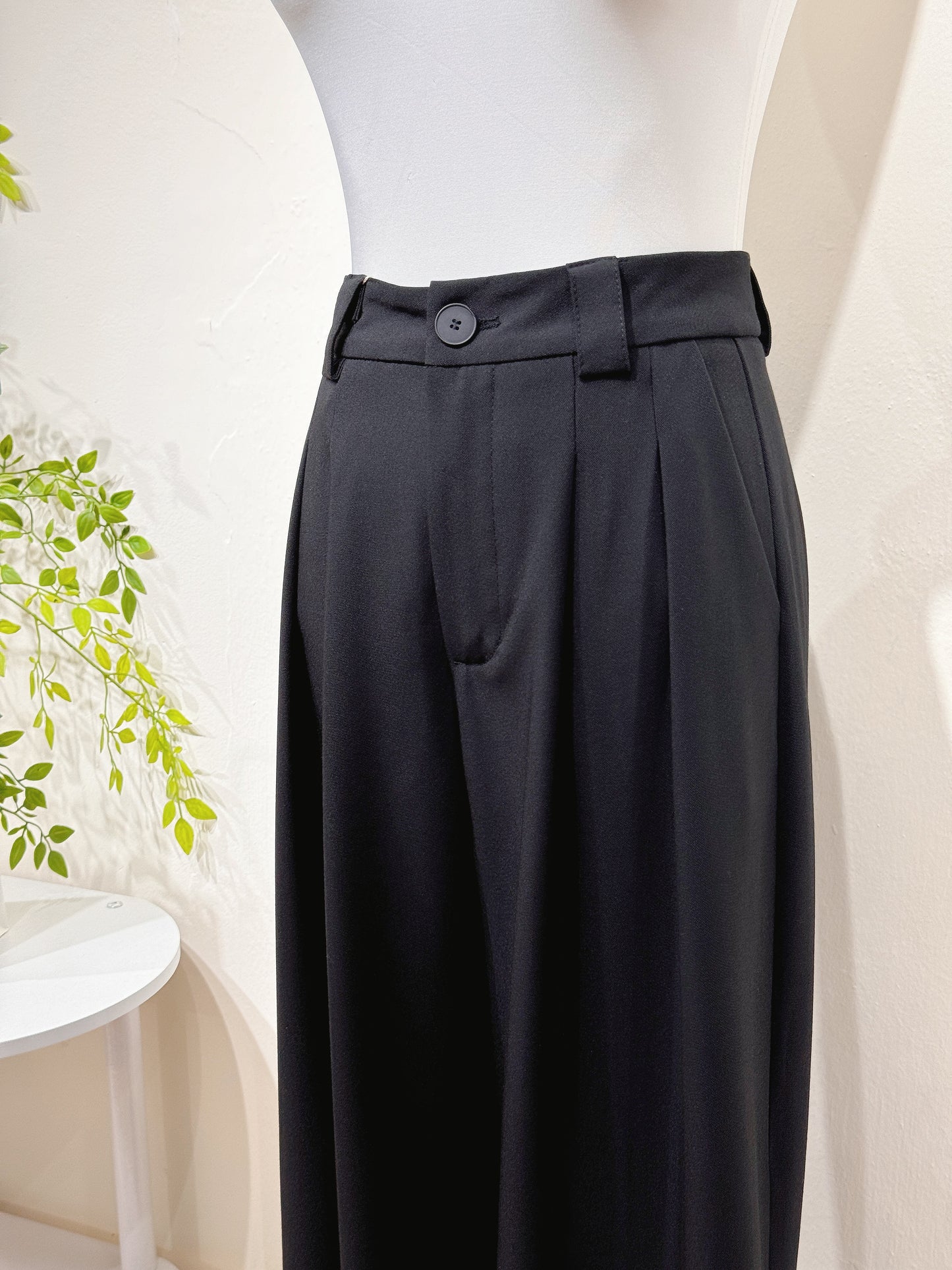 Vintage Cotton-Blend Suit Fabric Wide-Leg Pants