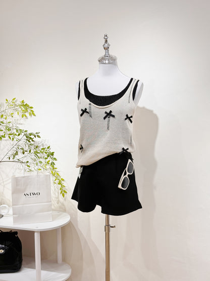 Loose-Knit Two-Piece Bow Tank Top