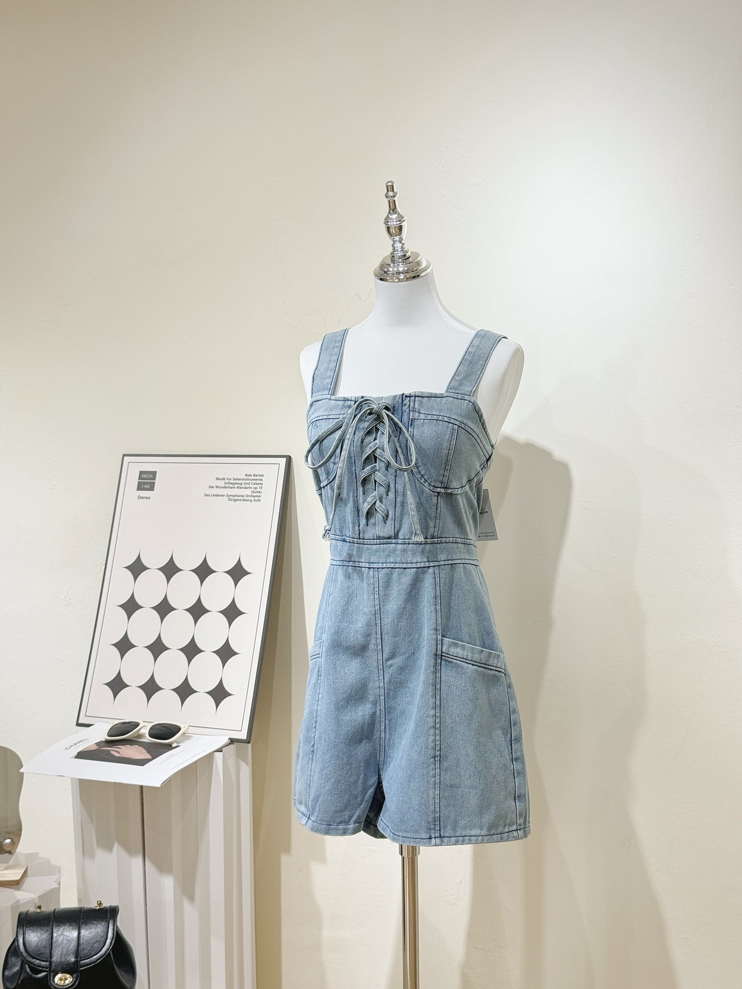 Cami High-Waist Denim Romper