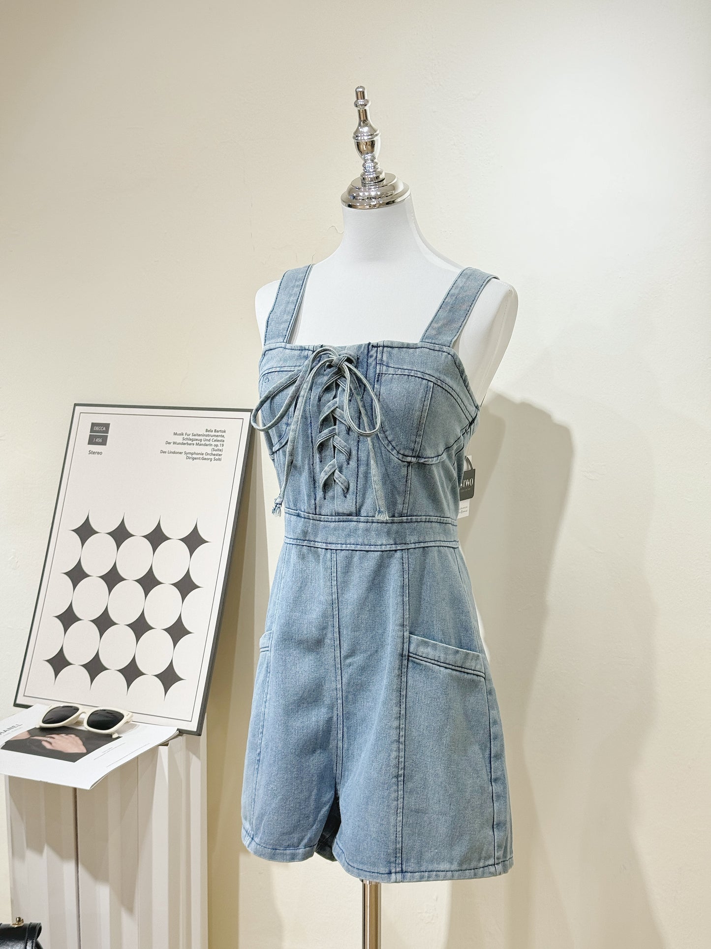 Cami High-Waist Denim Romper