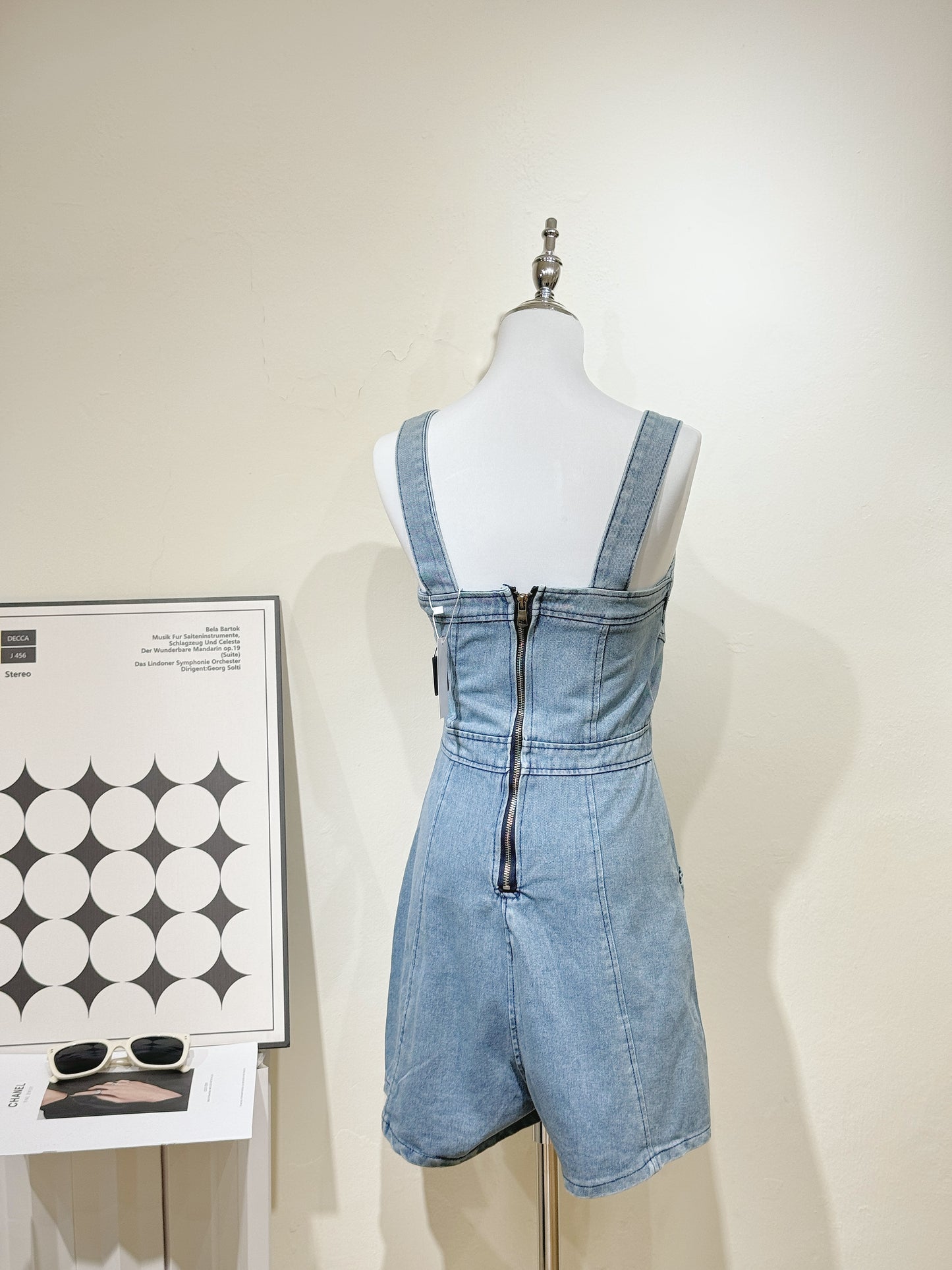 Cami High-Waist Denim Romper